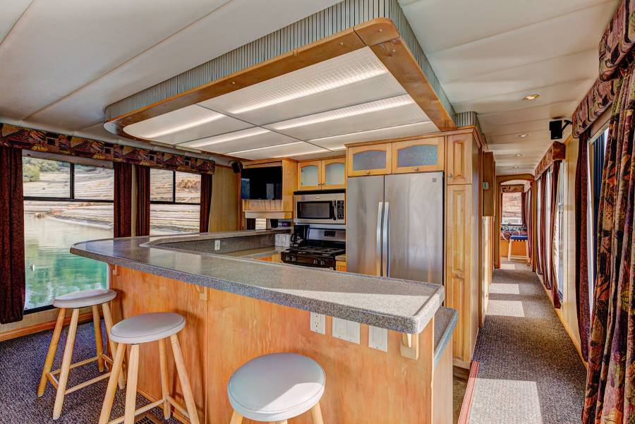 Kitchen interior of Topaz Houseboat