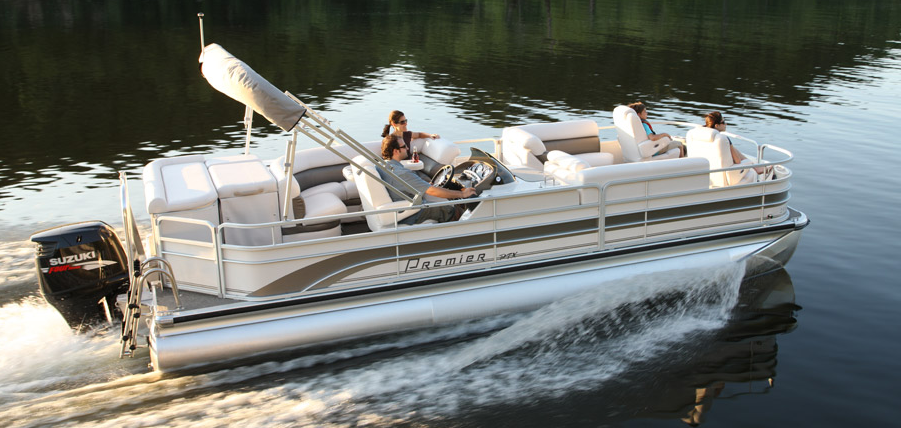 Aerial view of pontoon boat